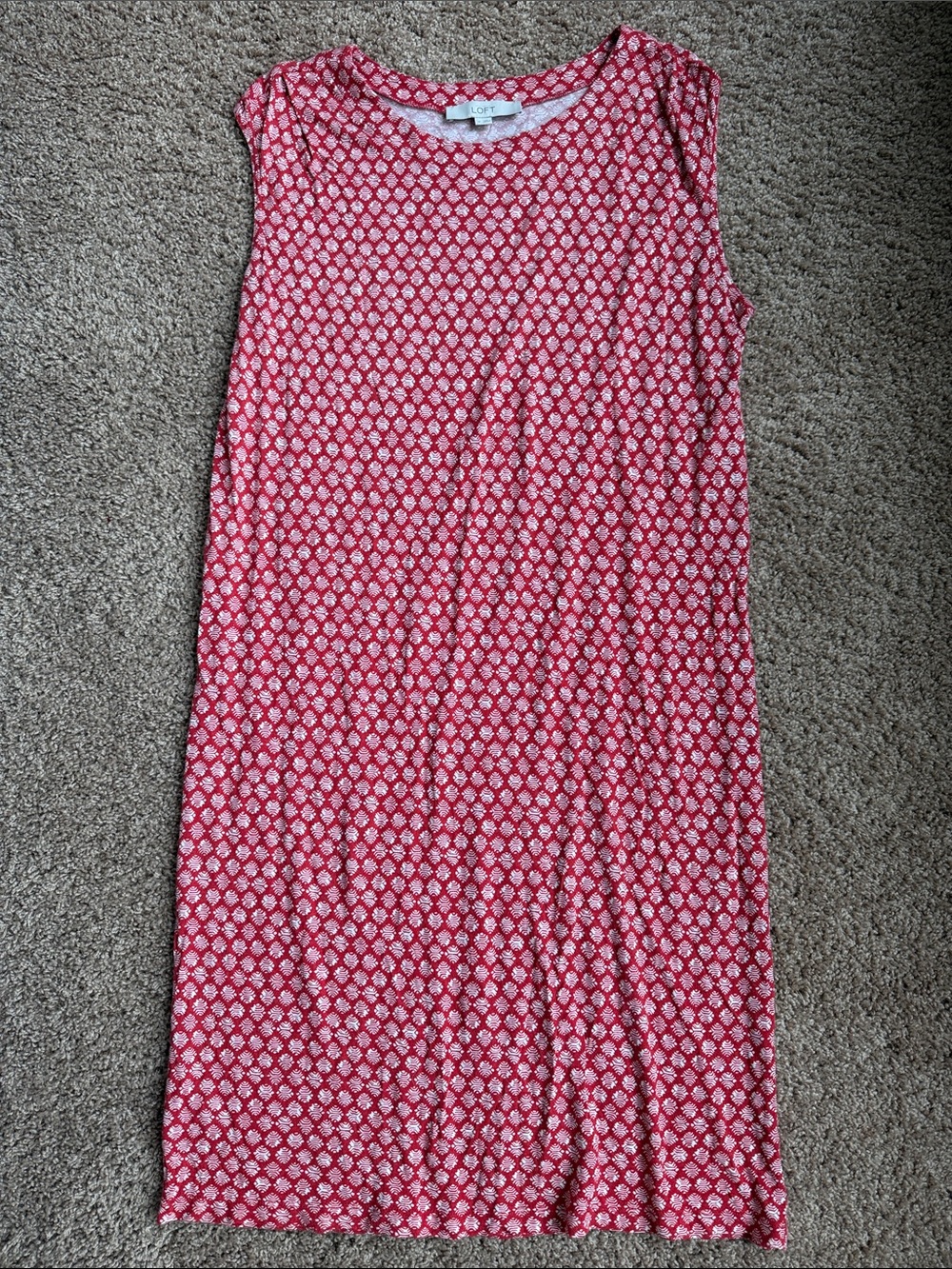 LOFT Pink Red Printed Maxi Dress